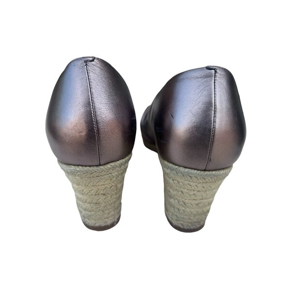 Cole Haan 9.5 B Air Camilla Metallic Gray Taupe Wedge Shoes 2.5" Heels - Picture 5 of 12